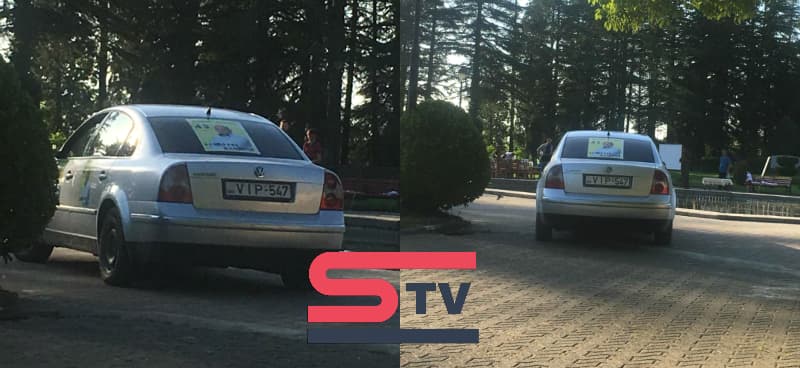 მერობის კანდიდატის, თენგიზ ჯგუშიას მანქანა დადიანების ეზოში [ფოტო]