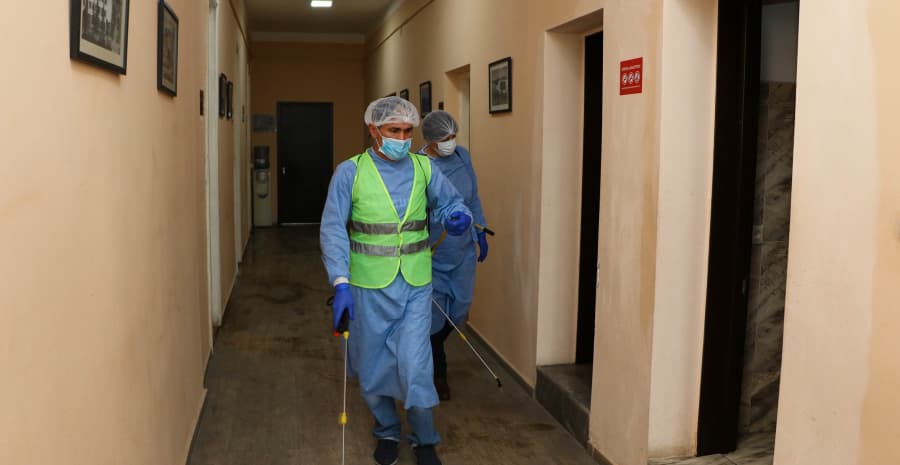 სენაკის მუნიციპალიტეტის მერიაში სადეზინფექციო სამუშაოები ჩატარდა