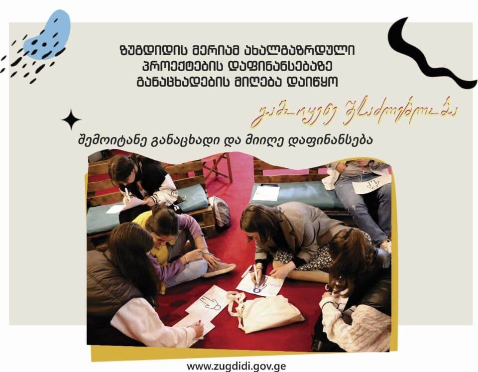 ზუგდიდის მერიამ ახალგაზრდული პროექტების დაფინანსებაზე განაცხადის მიღება დაიწყო
