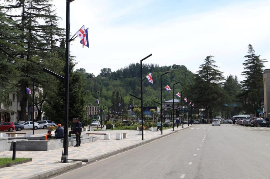 ევროკავშირის დღესთან დაკავშირებით სამეგრელო-ზემო სვანეთის მუნიციპალიტეტები საქართველოს და ევროპის დროშებით მოირთო - image 12