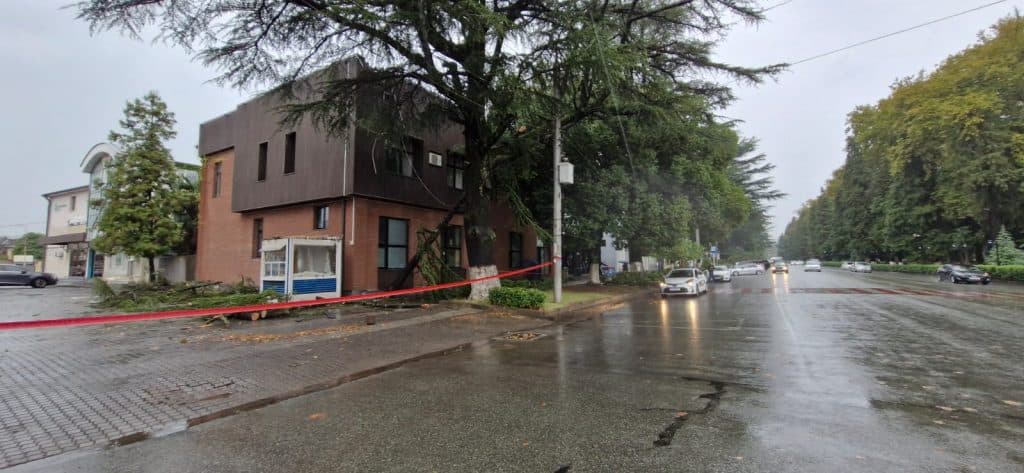 უხვმა ნალექმა და ქარბორბალამ ზუგდიდში პრობლემები შექმნა - image 2