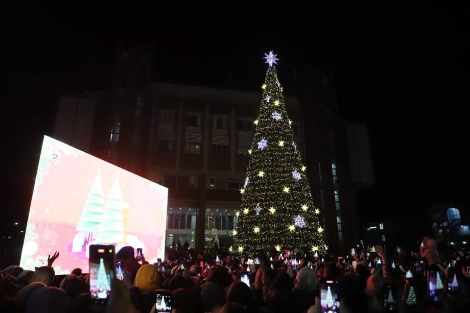 ზუგდიდის მთავარი ნაძვის ხე საზეიმოდ აინთო