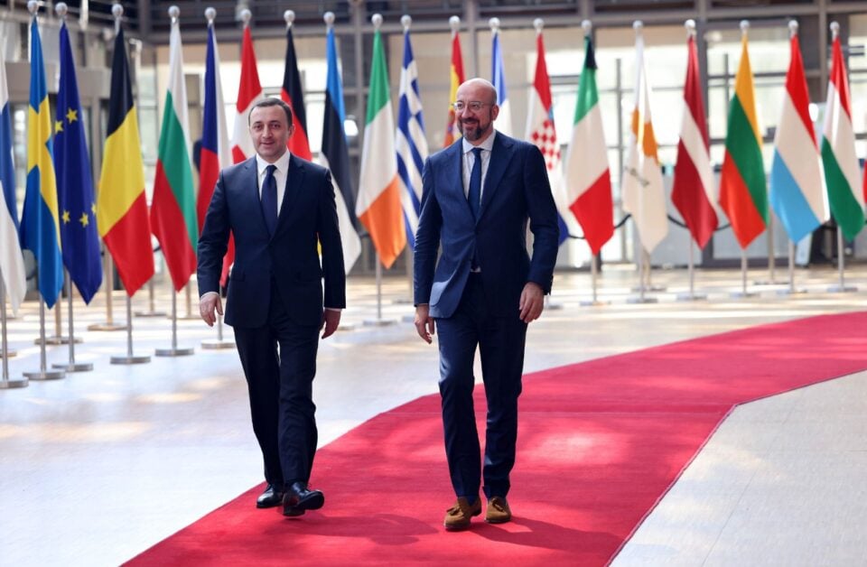 პრემიერი ღარიბაშვილი ევროსაბჭოს პრეზიდენტს შარლ მიშელს შეხვდა